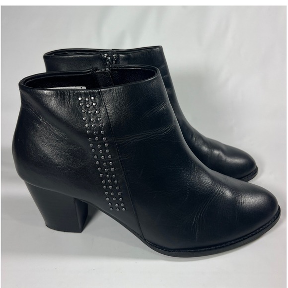 Vionic Georgia Leather Ankle Booties Womens 10 Black Studded Orthaheel VW4146 - Picture 2 of 11